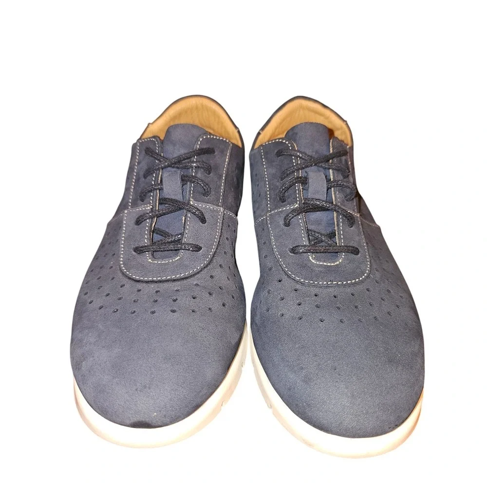 Women Blue Suede Leather Perforated‎ Casual Shoes Size 7 Comfort